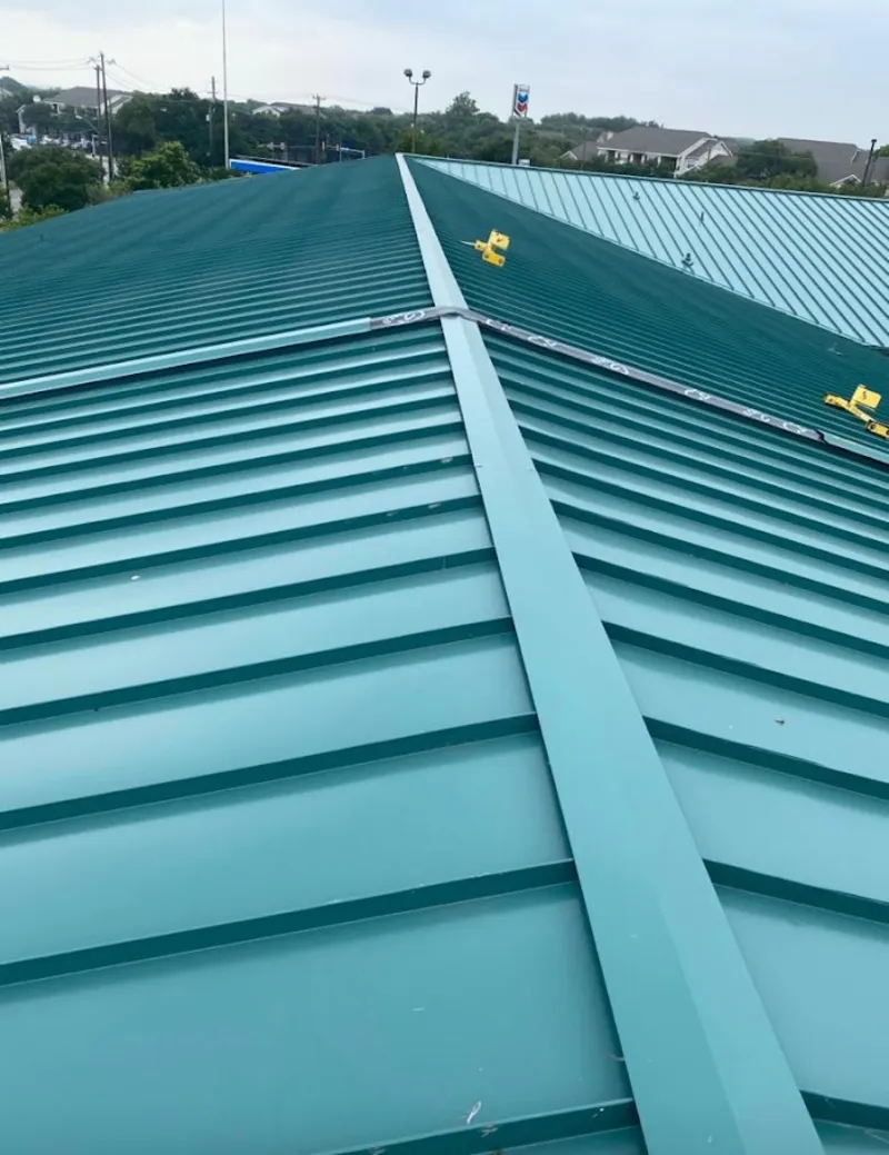 Green commercial metal roof ridge and valley for Metal Roof Repair in Boston